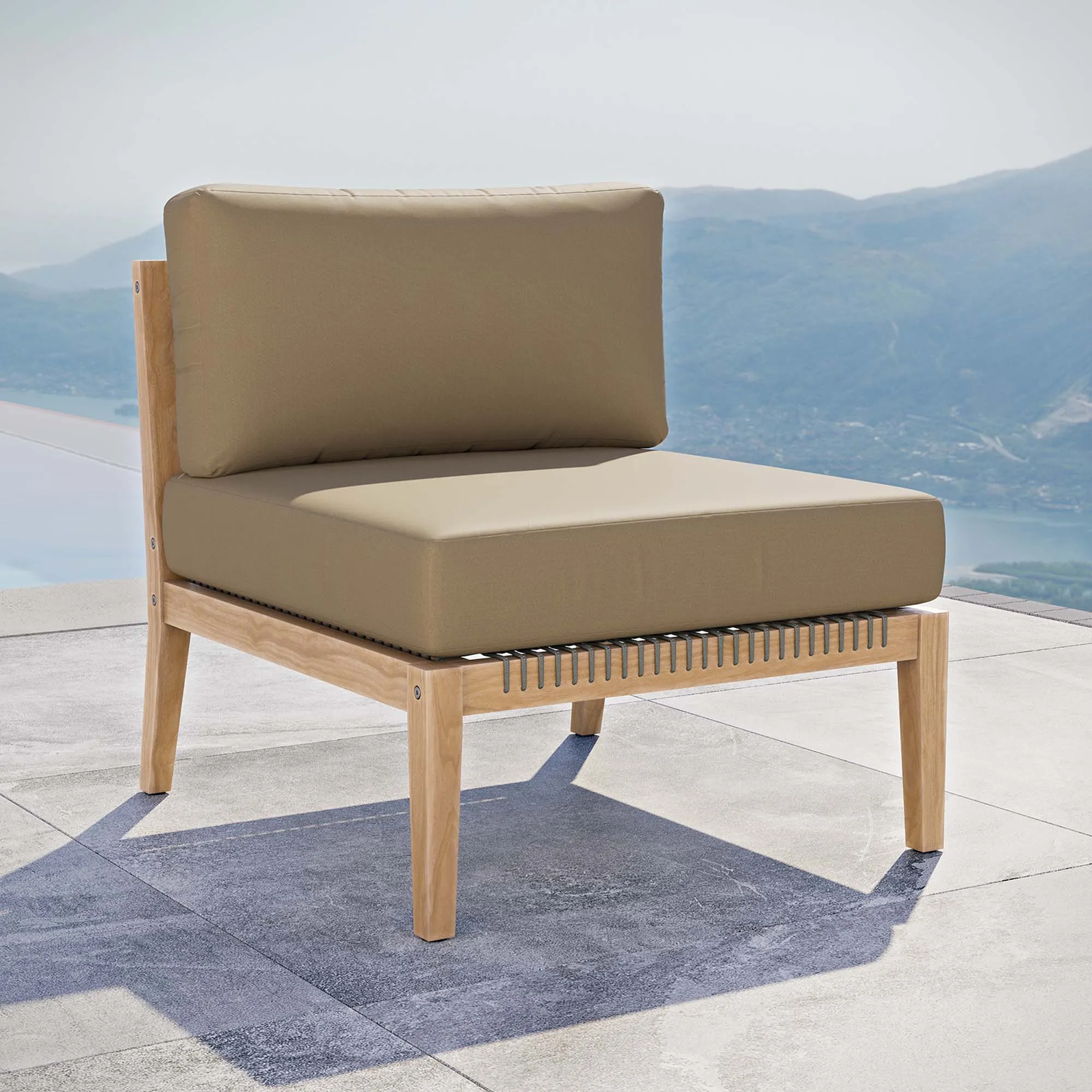Clearwater Outdoor Patio Teak Wood Armless Chair by Modway - Image 6