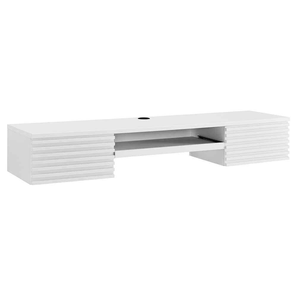 Render Wall Mount Wood Office Desk in White by Modway
