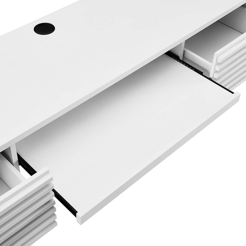 Render Wall Mount Wood Office Desk in White by Modway - Image 6