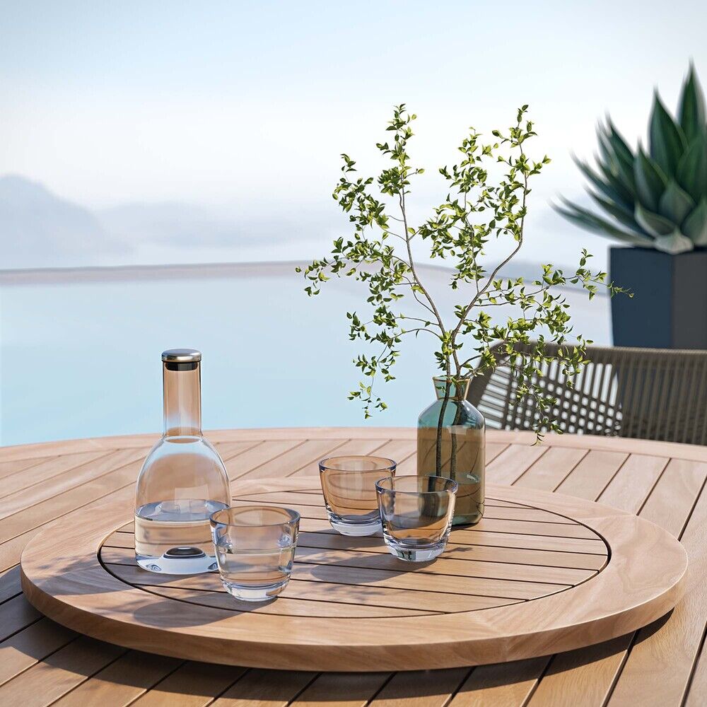 Wellspring 5-Piece Outdoor Patio Teak Wood Dining Set in Light Gray Greige by Modway - Image 12