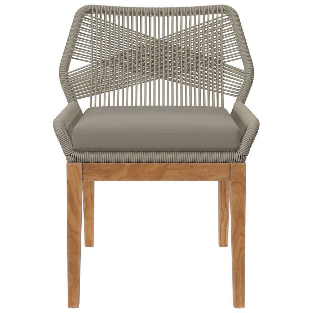 Wellspring 5-Piece Outdoor Patio Teak Wood Dining Set in Light Gray Greige by Modway - Image 10