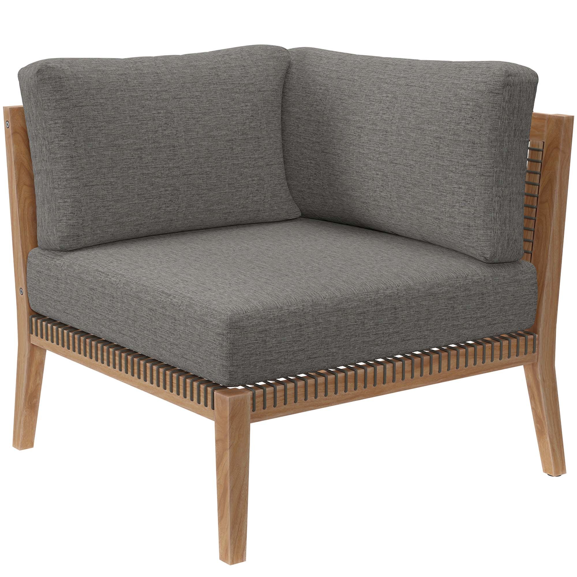Clearwater 4-Piece Outdoor Patio Teak Wood Sectional Sofa by Modway - Image 7