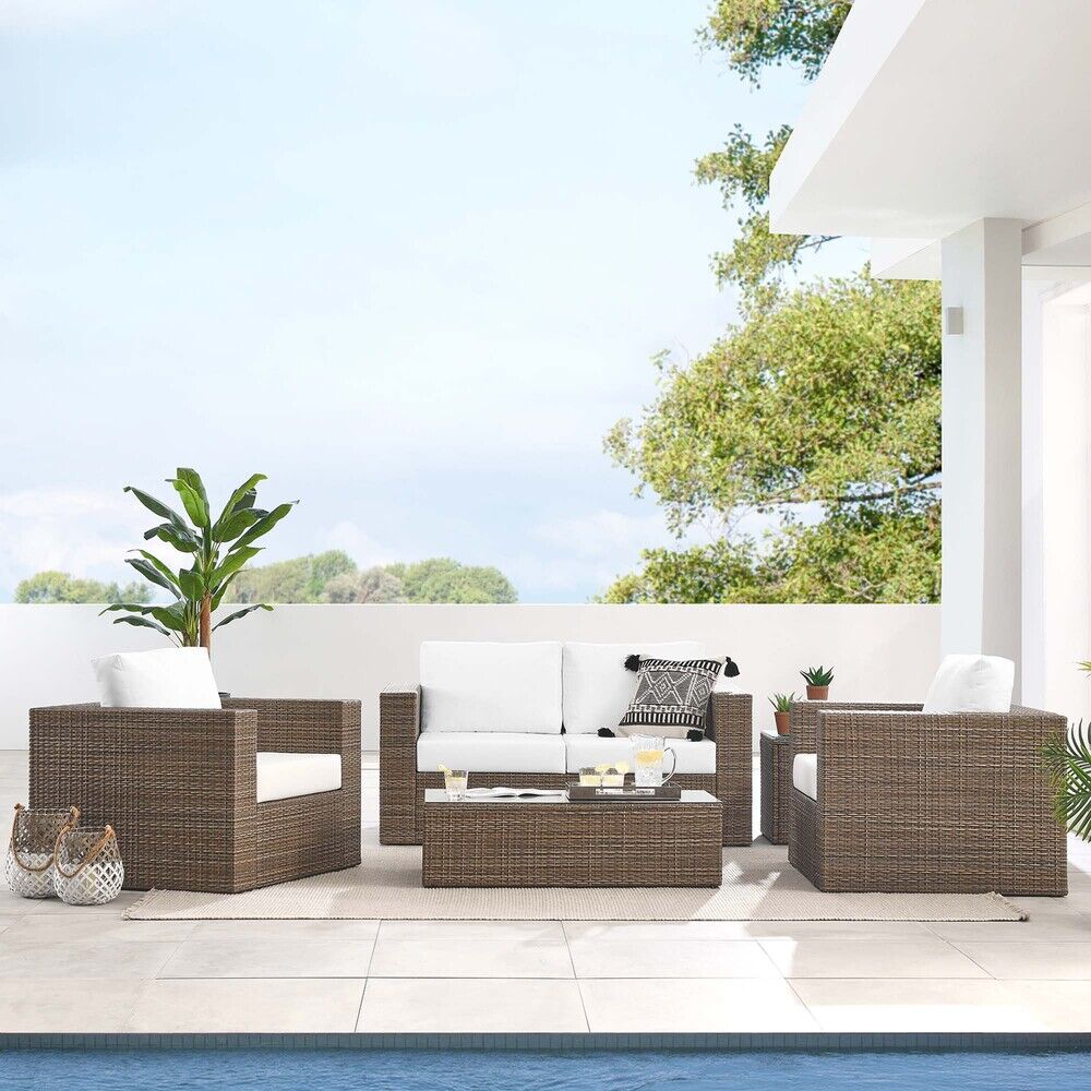Convene 4-Piece Outdoor Patio Furniture Set in Cappuccino White by Modway - Image 12