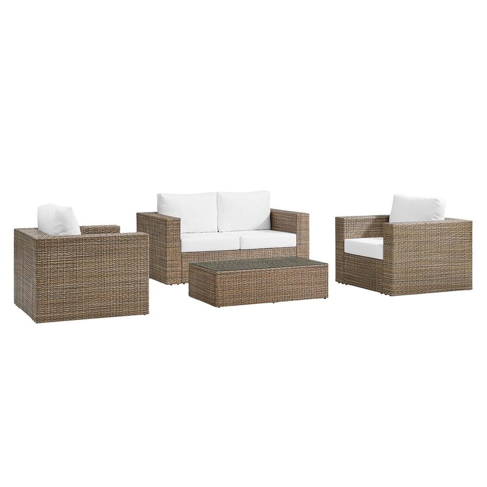 Convene 4-Piece Outdoor Patio Furniture Set in Cappuccino White by Modway