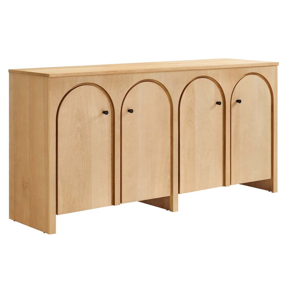 Appia Wood Grain 4-Door Sideboard Storage Cabinet in Oak by Modway