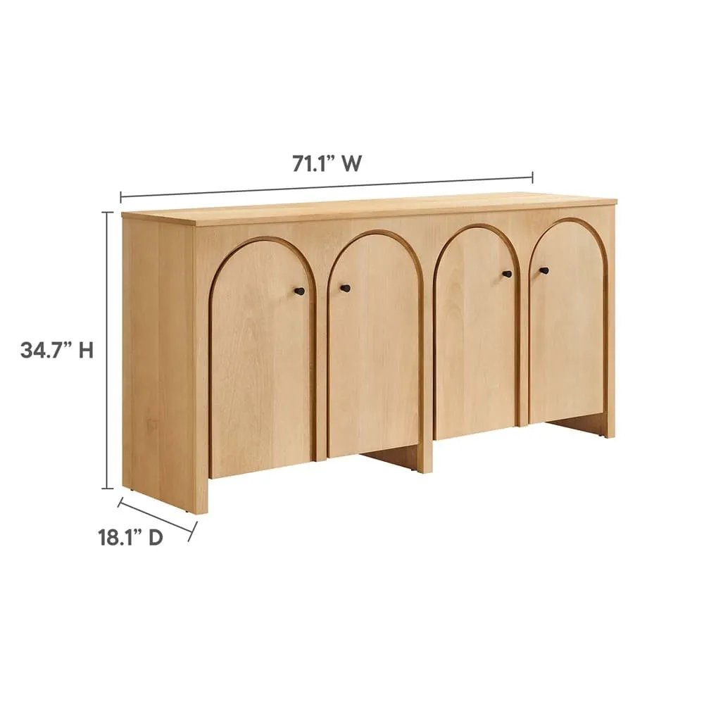 Appia Wood Grain 4-Door Sideboard Storage Cabinet in Oak by Modway - Image 3
