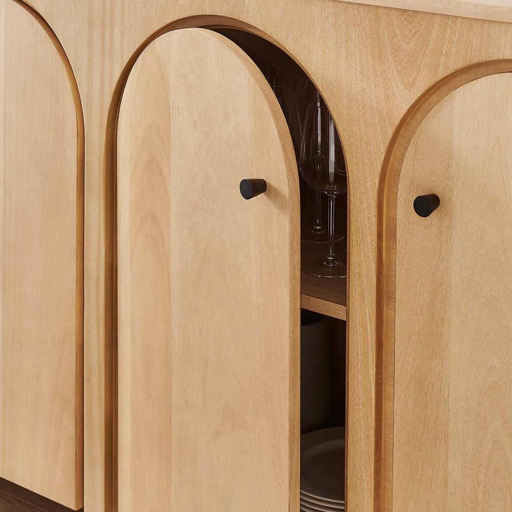 Appia Wood Grain 4-Door Sideboard Storage Cabinet in Oak by Modway - Image 9