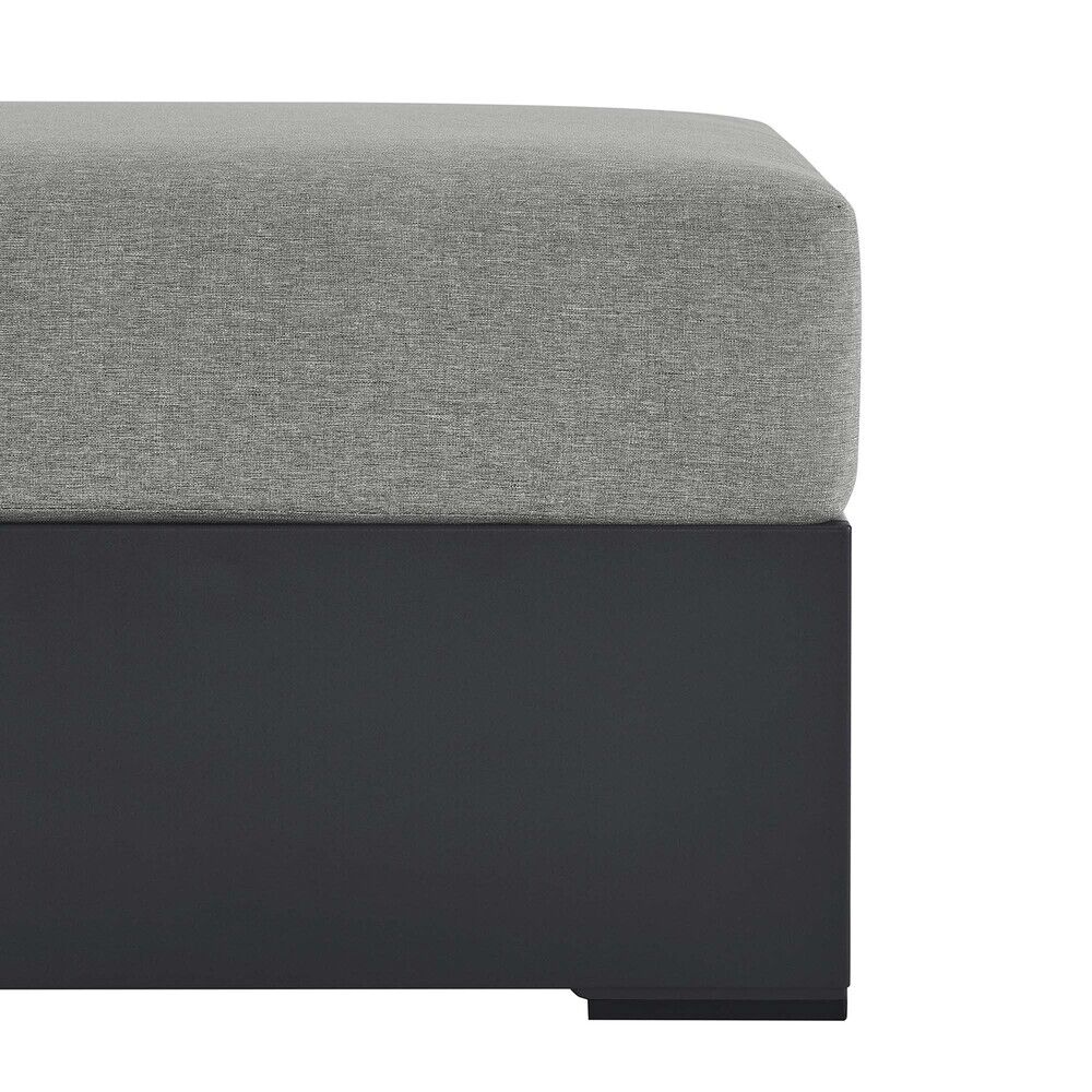 Tahoe Outdoor Patio Powder-Coated Aluminum Ottoman in Gray Gray by Modway - Image 6