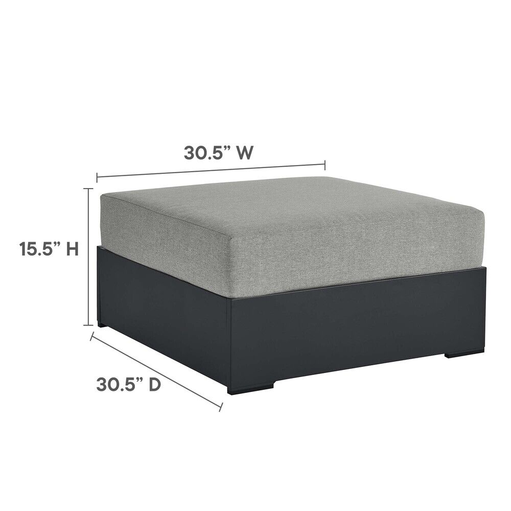 Tahoe Outdoor Patio Powder-Coated Aluminum Ottoman in Gray Gray by Modway - Image 3