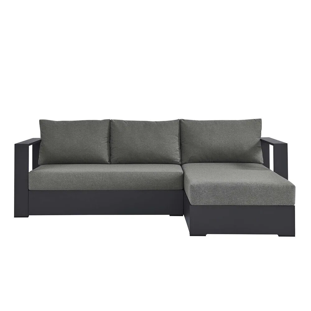 Tahoe 2-Piece Outdoor Patio Powder-Coated Aluminum Right-Facing Chaise Sectional Sofa Set in Gray Charcoal by Modway - Image 5