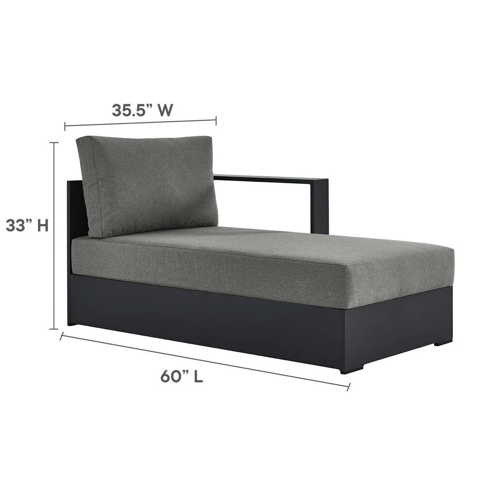Tahoe 2-Piece Outdoor Patio Powder-Coated Aluminum Right-Facing Chaise Sectional Sofa Set in Gray Charcoal by Modway - Image 4