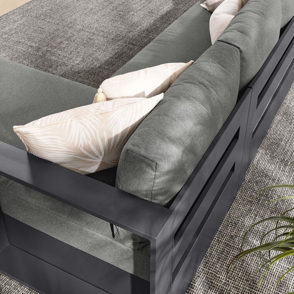 Tahoe 2-Piece Outdoor Patio Powder-Coated Aluminum Right-Facing Chaise Sectional Sofa Set in Gray Charcoal by Modway - Image 7