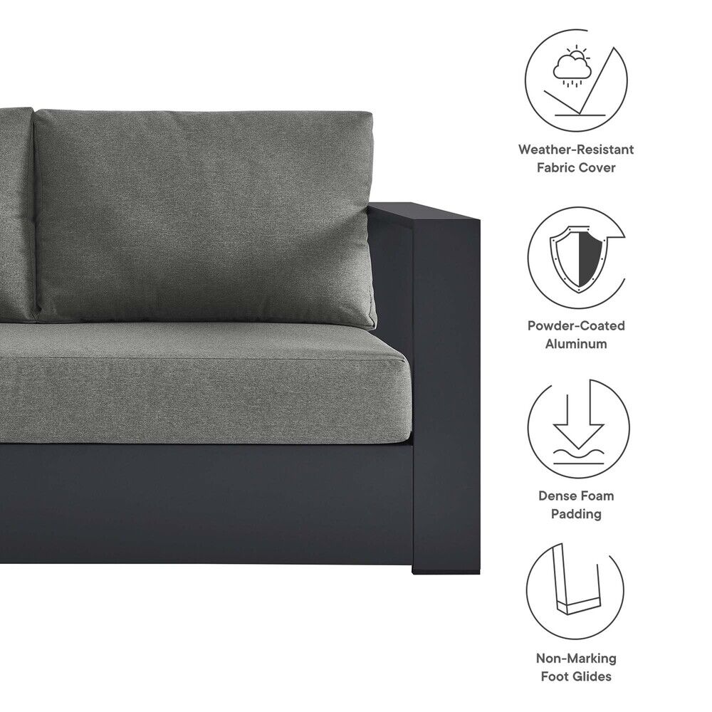 Tahoe 3-Piece Outdoor Patio Powder-Coated Aluminum Left-Facing Chaise Sectional Sofa Set in Gray Charcoal by Modway - Image 2
