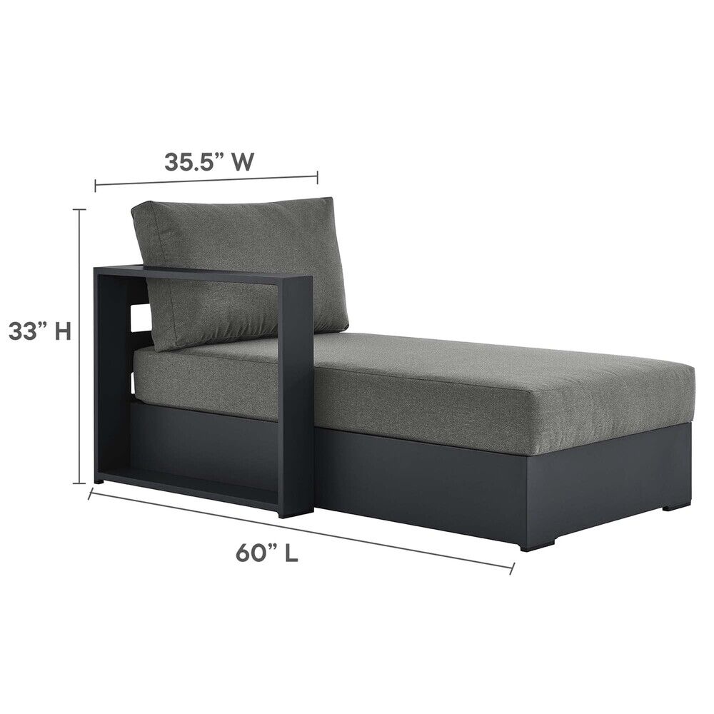 Tahoe 3-Piece Outdoor Patio Powder-Coated Aluminum Left-Facing Chaise Sectional Sofa Set in Gray Charcoal by Modway - Image 3