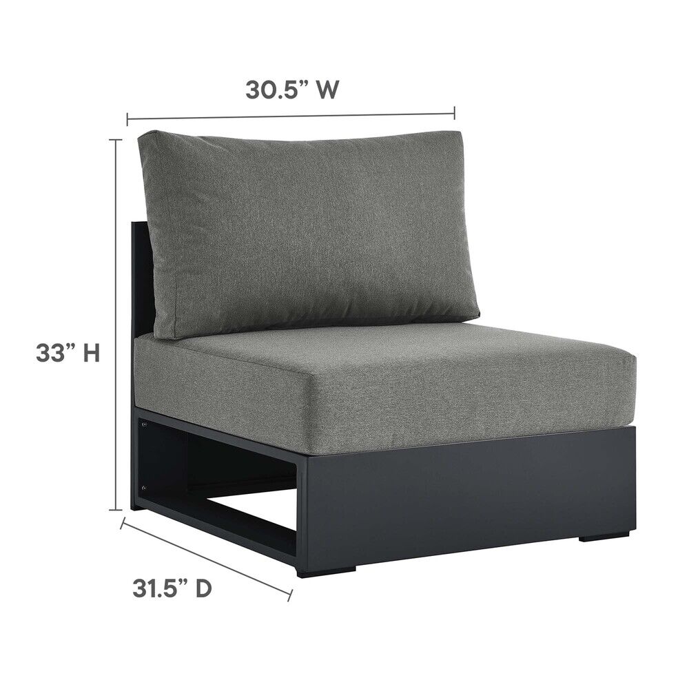 Tahoe 3-Piece Outdoor Patio Powder-Coated Aluminum Left-Facing Chaise Sectional Sofa Set in Gray Charcoal by Modway - Image 4