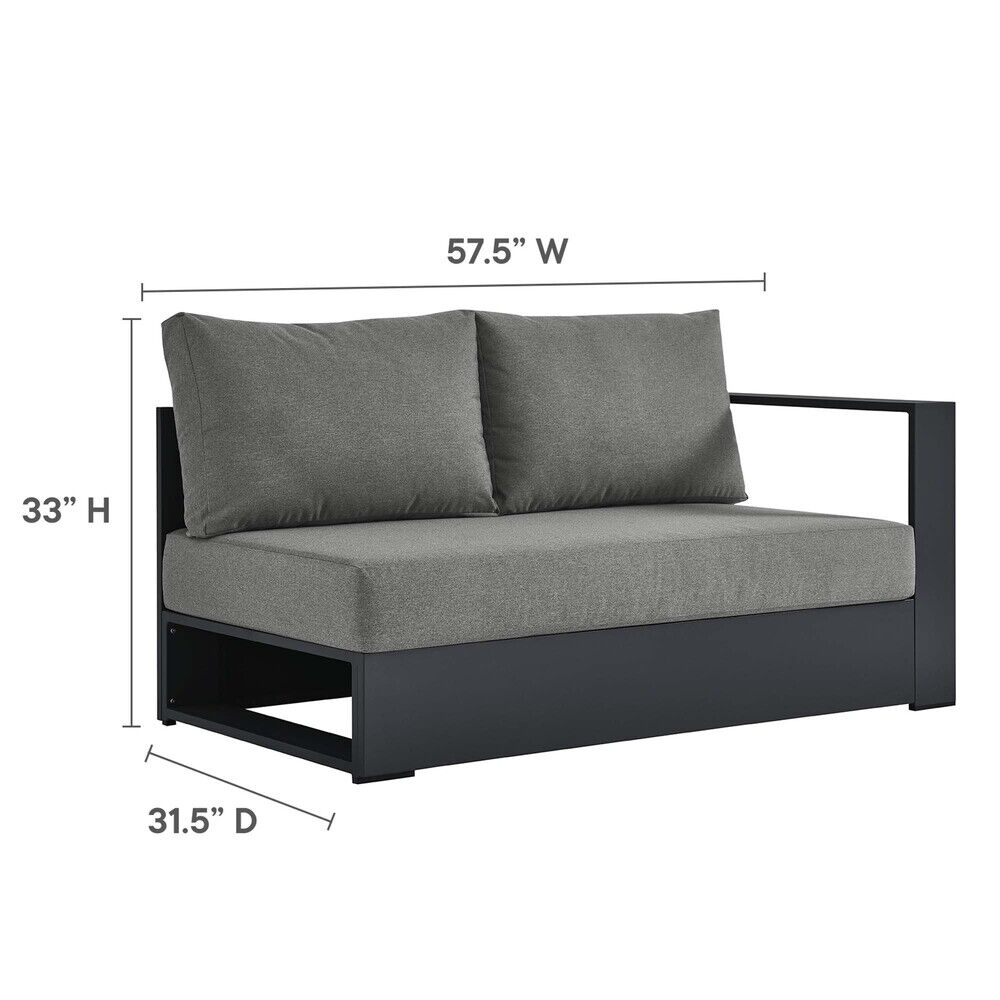 Tahoe 3-Piece Outdoor Patio Powder-Coated Aluminum Left-Facing Chaise Sectional Sofa Set in Gray Charcoal by Modway - Image 5