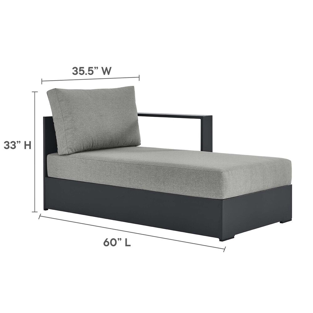 Tahoe 4-Piece Outdoor Patio Powder-Coated Aluminum Sectional Sofa Set in Gray Gray by Modway - Image 5