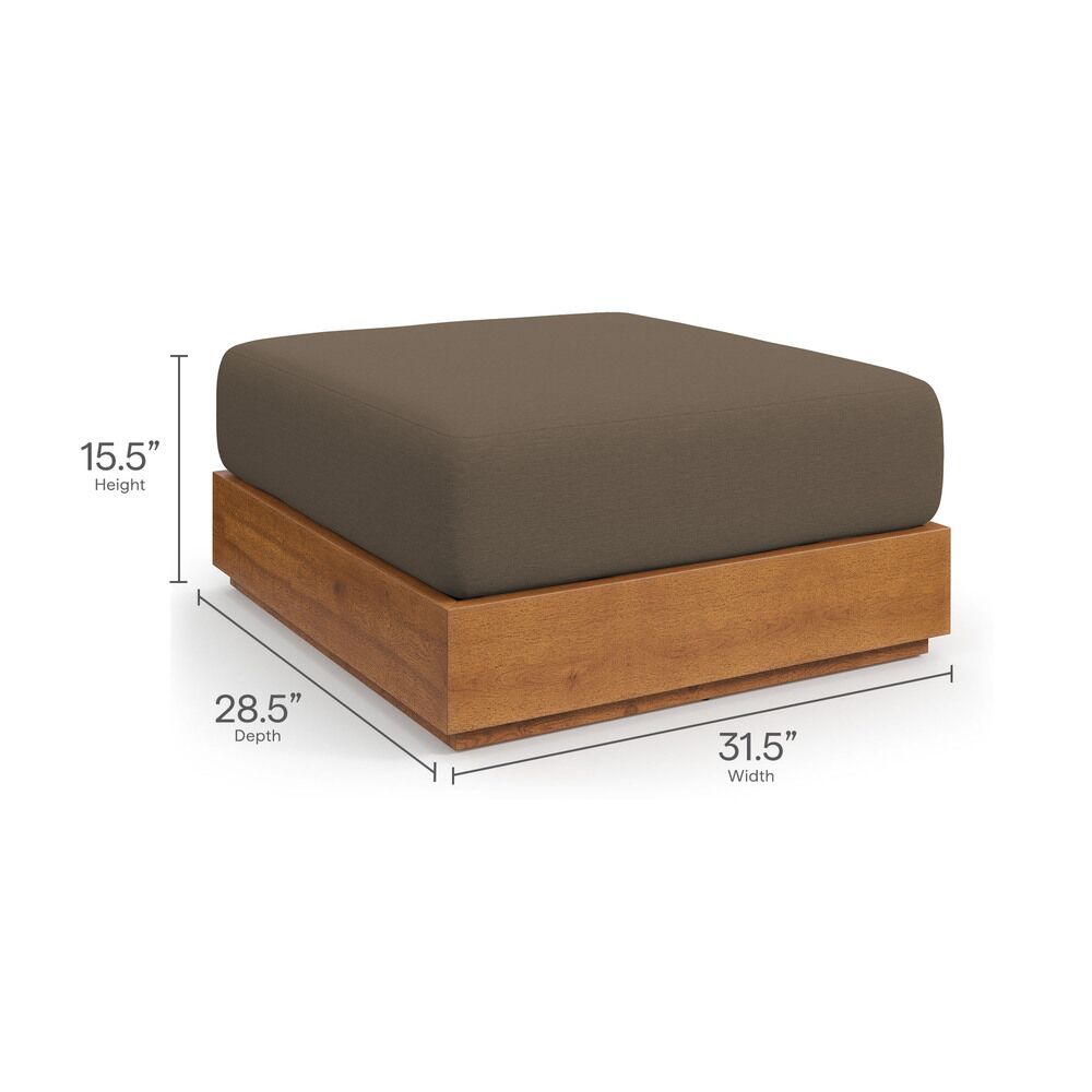 Tahoe Outdoor Patio Acacia Wood Ottoman in Natural Cocoa by Modway - Image 3