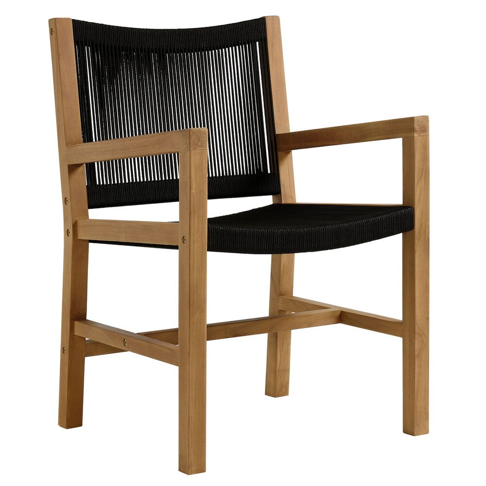 Vienna Outdoor Patio Teak and Rope Dining Armchairs Set of 2 in Natural Black by Modway - Image 4