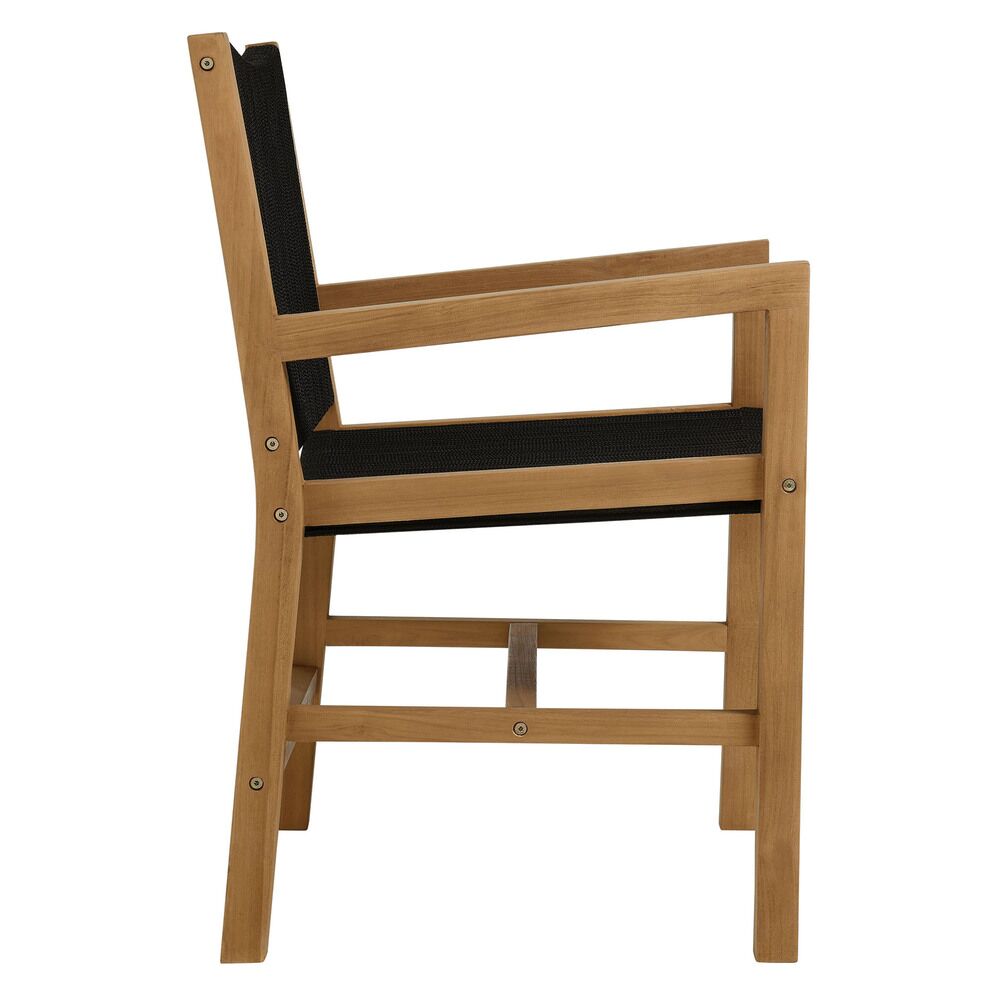 Vienna Outdoor Patio Teak and Rope Dining Armchairs Set of 2 in Natural Black by Modway - Image 5