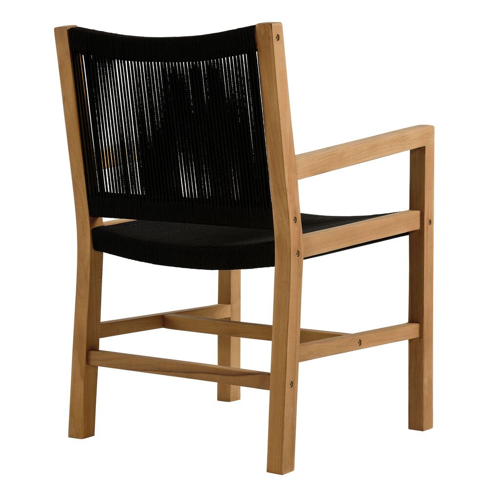 Vienna Outdoor Patio Teak and Rope Dining Armchairs Set of 2 in Natural Black by Modway - Image 6