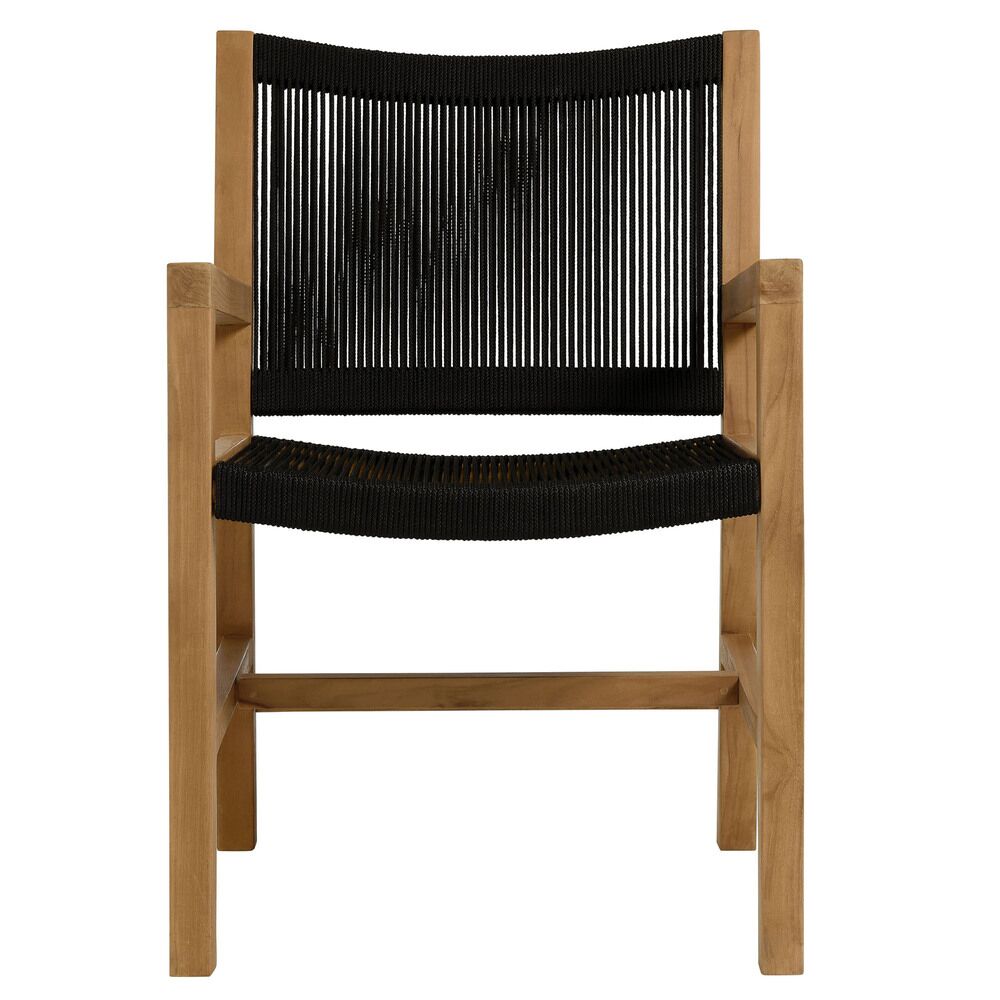 Vienna Outdoor Patio Teak and Rope Dining Armchairs Set of 2 in Natural Black by Modway - Image 7