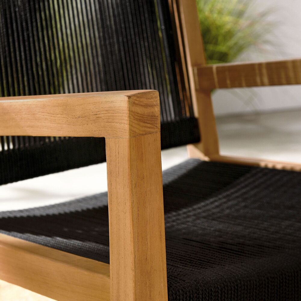 Vienna Outdoor Patio Teak and Rope Dining Armchairs Set of 2 in Natural Black by Modway - Image 10