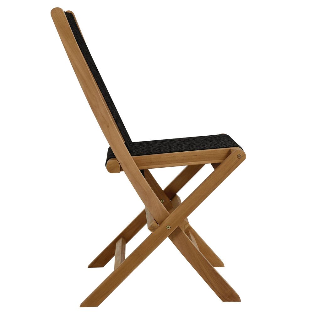 Vienna Outdoor Patio Teak and Rope Folding Chairs Set of 4 in Natural Black by Modway - Image 5