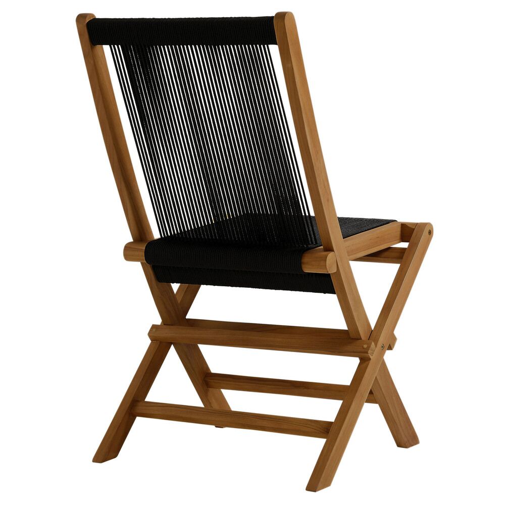 Vienna Outdoor Patio Teak and Rope Folding Chairs Set of 4 in Natural Black by Modway - Image 6