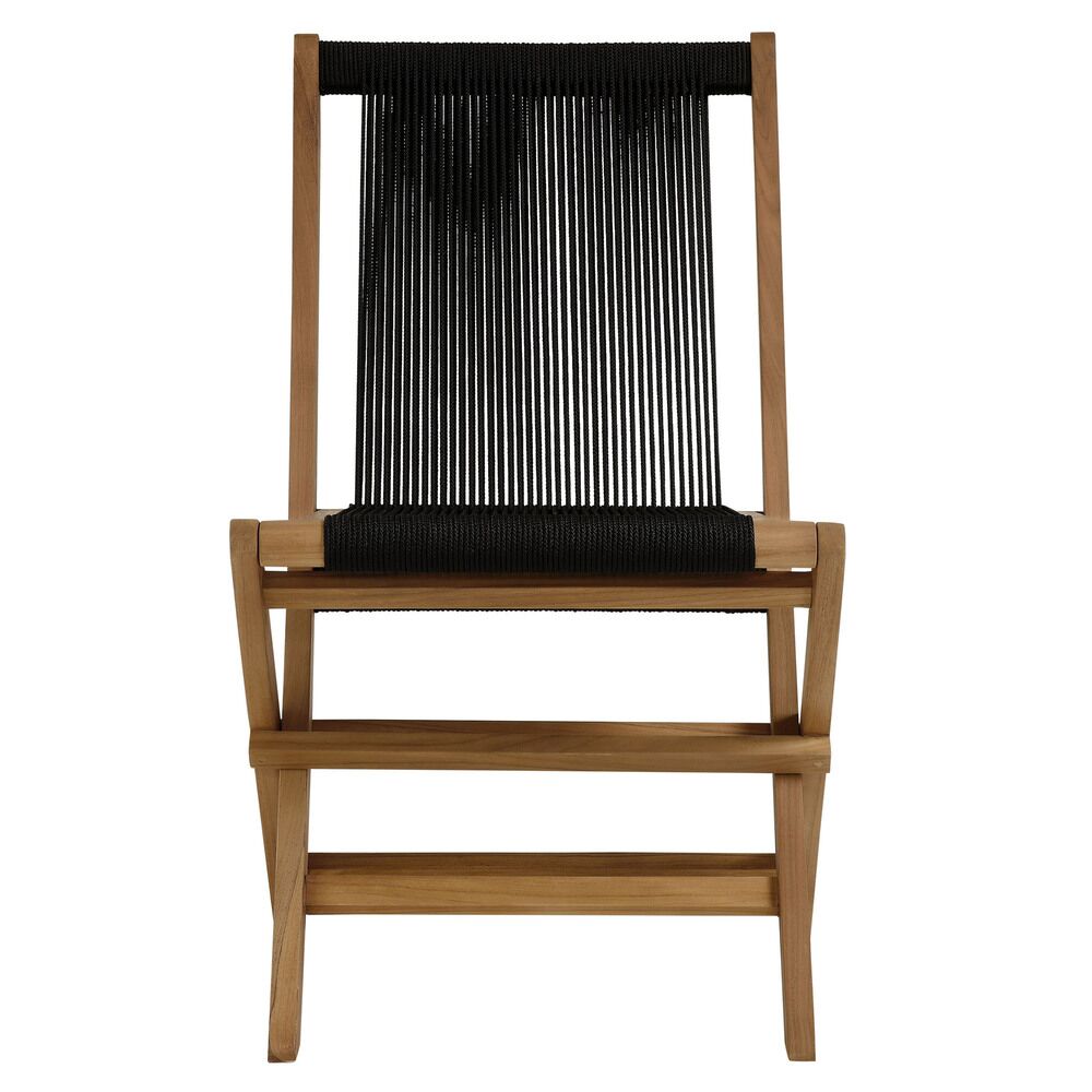 Vienna Outdoor Patio Teak and Rope Folding Chairs Set of 4 in Natural Black by Modway - Image 7