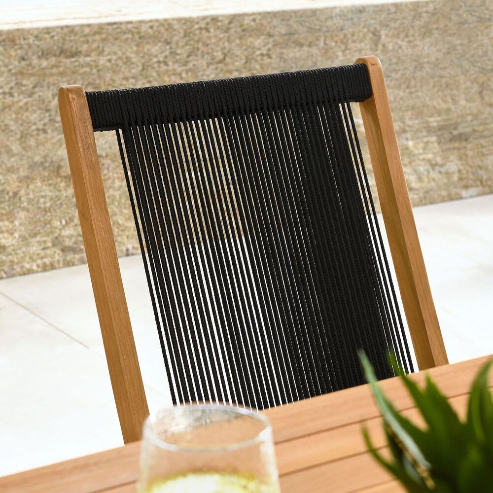 Vienna Outdoor Patio Teak and Rope Folding Chairs Set of 4 in Natural Black by Modway - Image 11