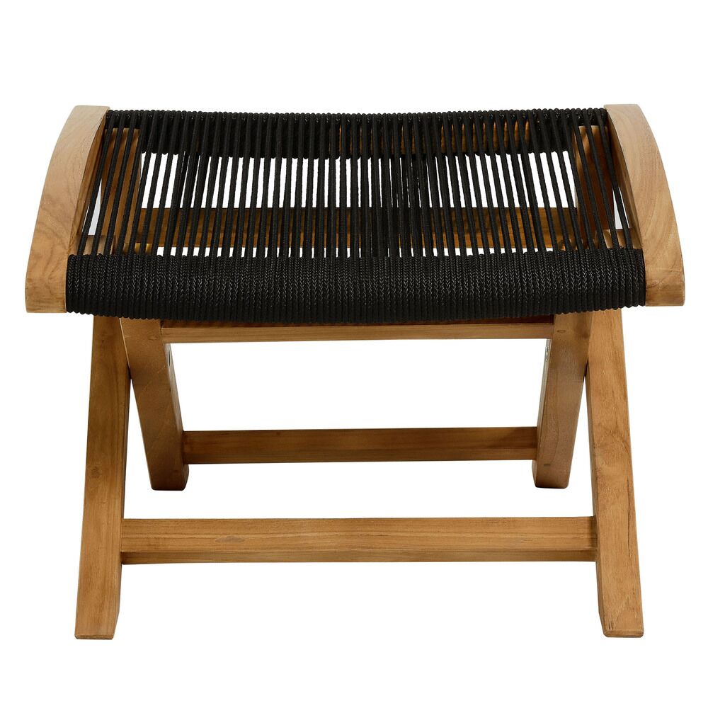 Vienna Outdoor Patio Teak and Rope Folding Ottoman in Natural Black by Modway - Image 5
