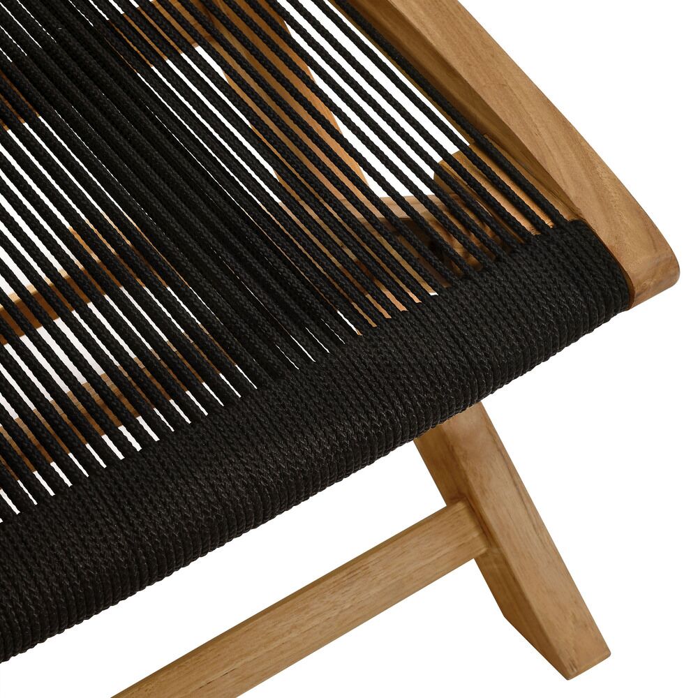 Vienna Outdoor Patio Teak and Rope Folding Ottoman in Natural Black by Modway - Image 7