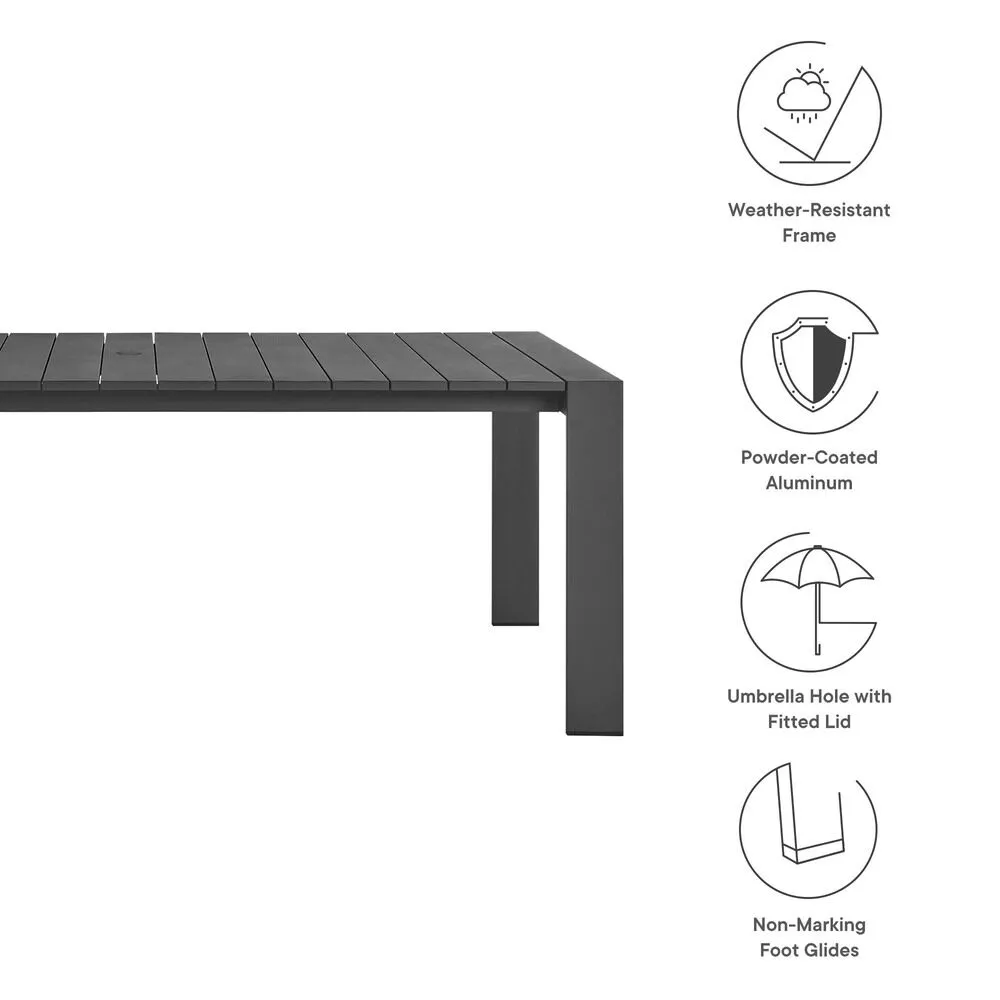 Tahoe Rectangular Outdoor Patio Aluminum Dining Table in Gray by Modway - Image 2