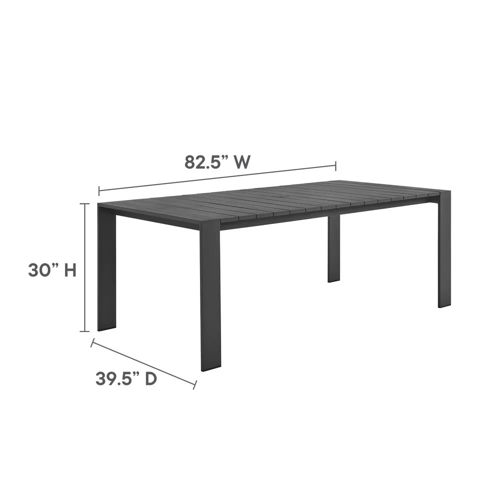 Tahoe Rectangular Outdoor Patio Aluminum Dining Table in Gray by Modway - Image 3