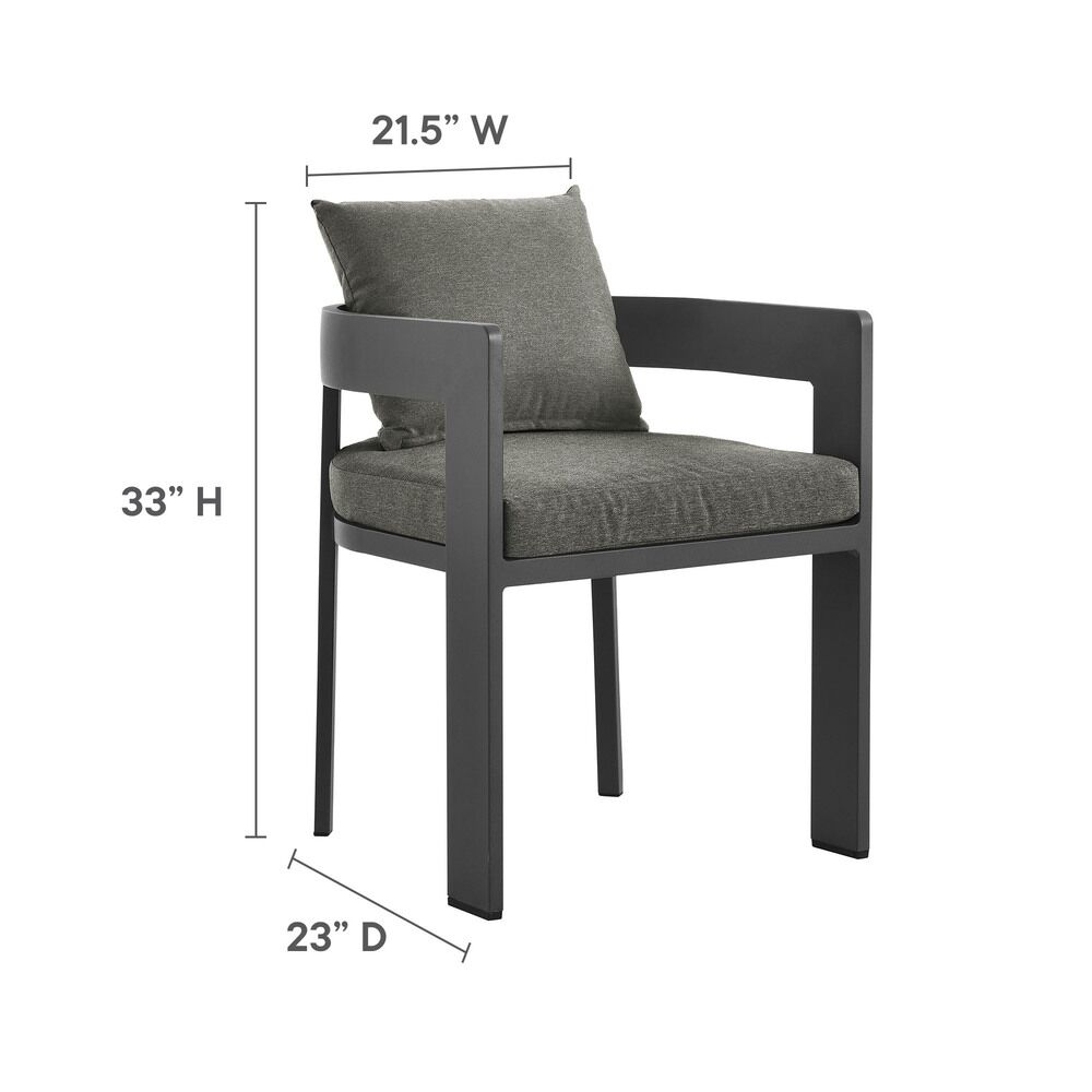 Tahoe 5-Piece Outdoor Patio Aluminum Dining Set in Gray Charcoal by Modway - Image 3