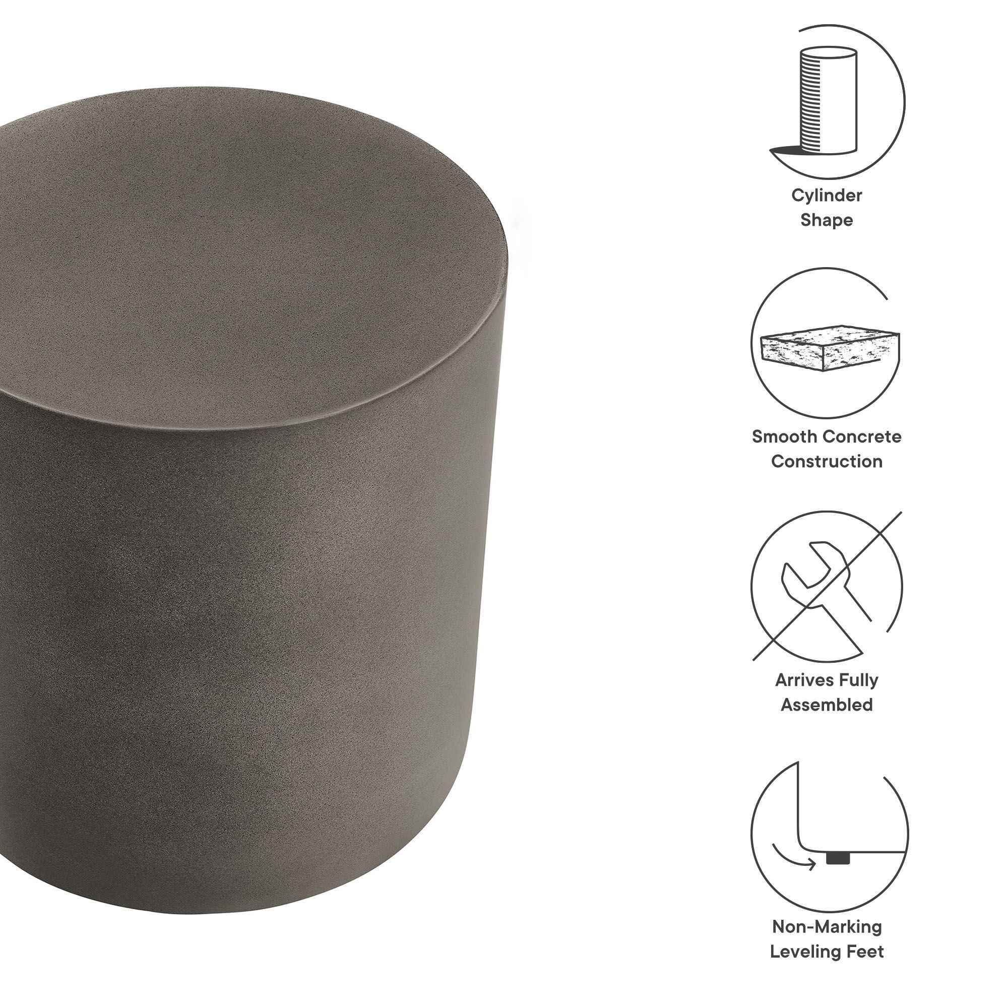 Brion Indoor - Outdoor Patio Concrete Stool by Modway - Image 3