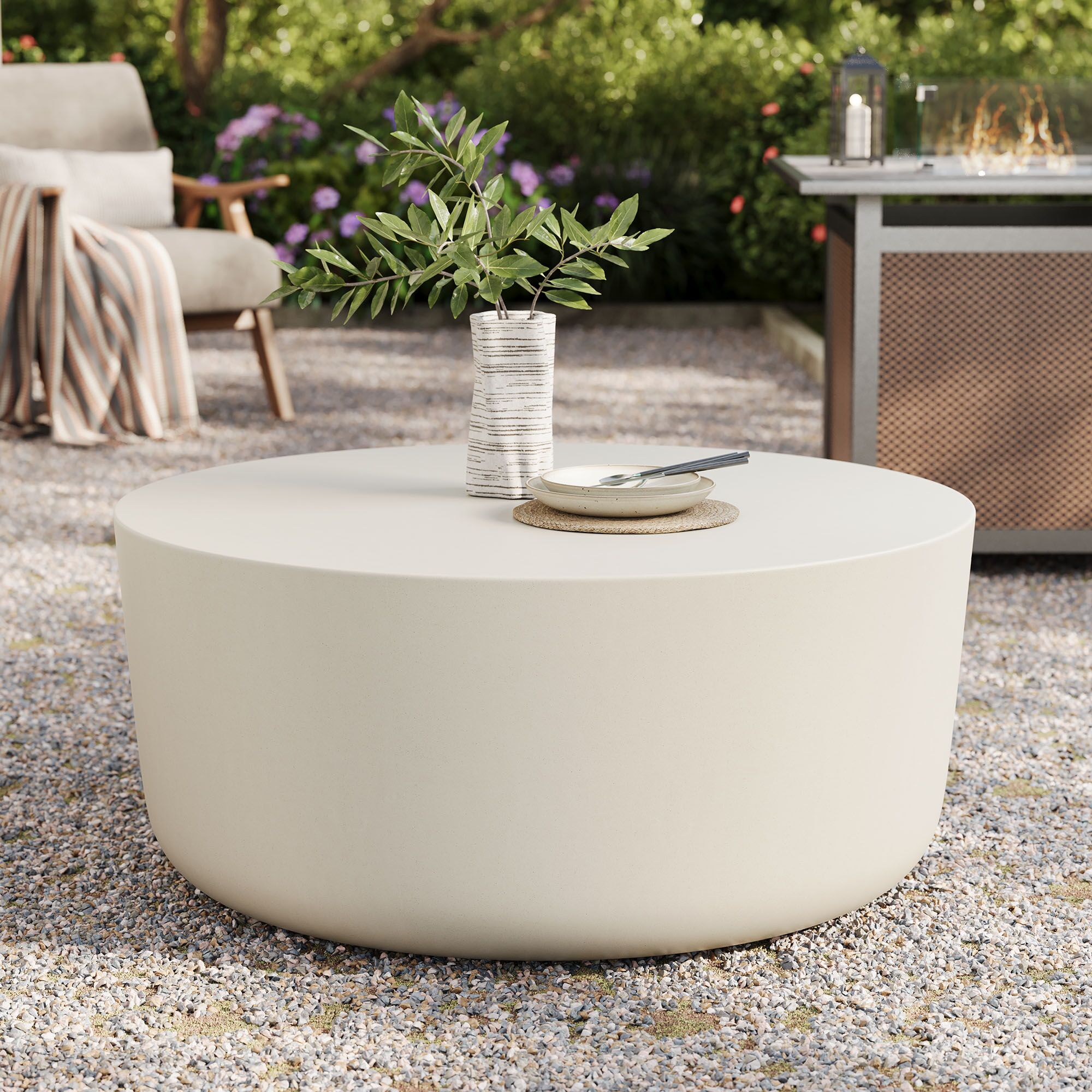 Brion Round Indoor - Outdoor Patio Concrete Coffee Table by Modway - Image 7