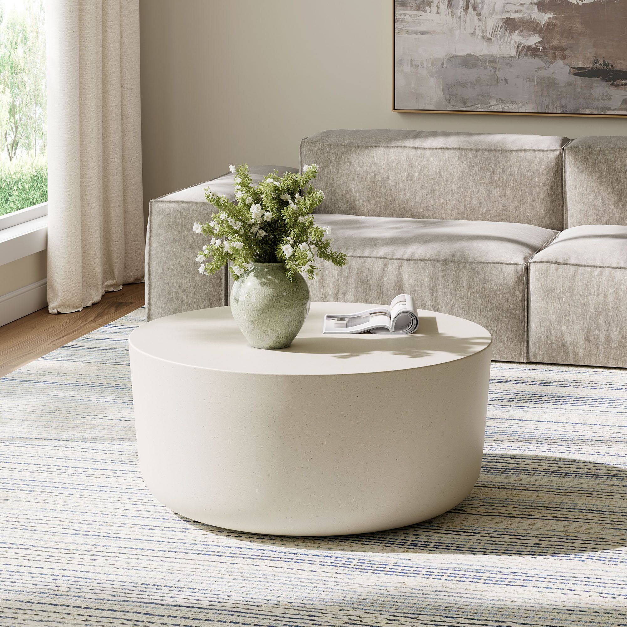 Brion Round Indoor - Outdoor Patio Concrete Coffee Table by Modway - Image 9