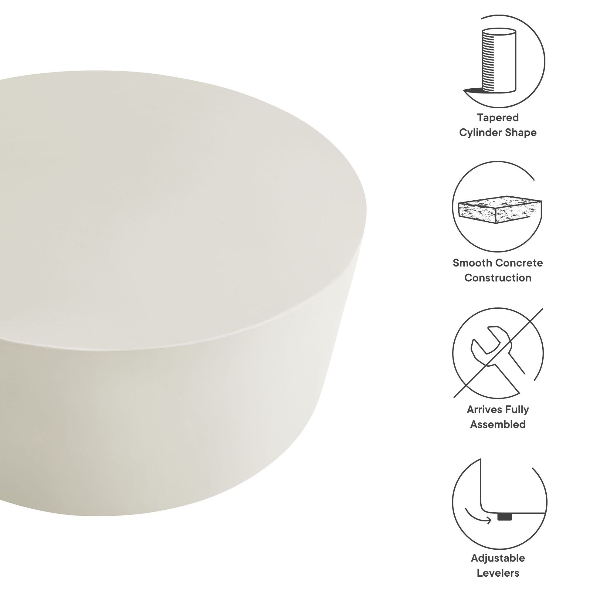 Brion Round Indoor - Outdoor Patio Concrete Coffee Table by Modway - Image 3