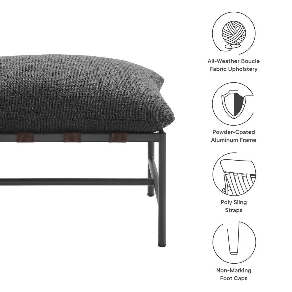 Raya Outdoor Patio Boucle Ottoman in Charcoal by Modway - Image 2