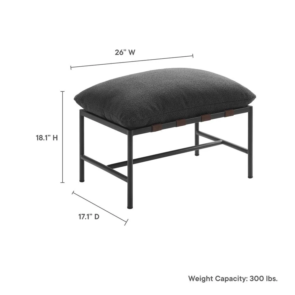 Raya Outdoor Patio Boucle Ottoman in Charcoal by Modway - Image 3