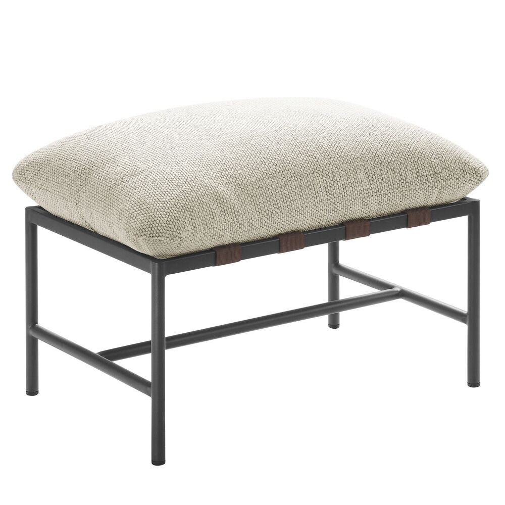 Raya Outdoor Patio Boucle Ottoman in Ivory by Modway