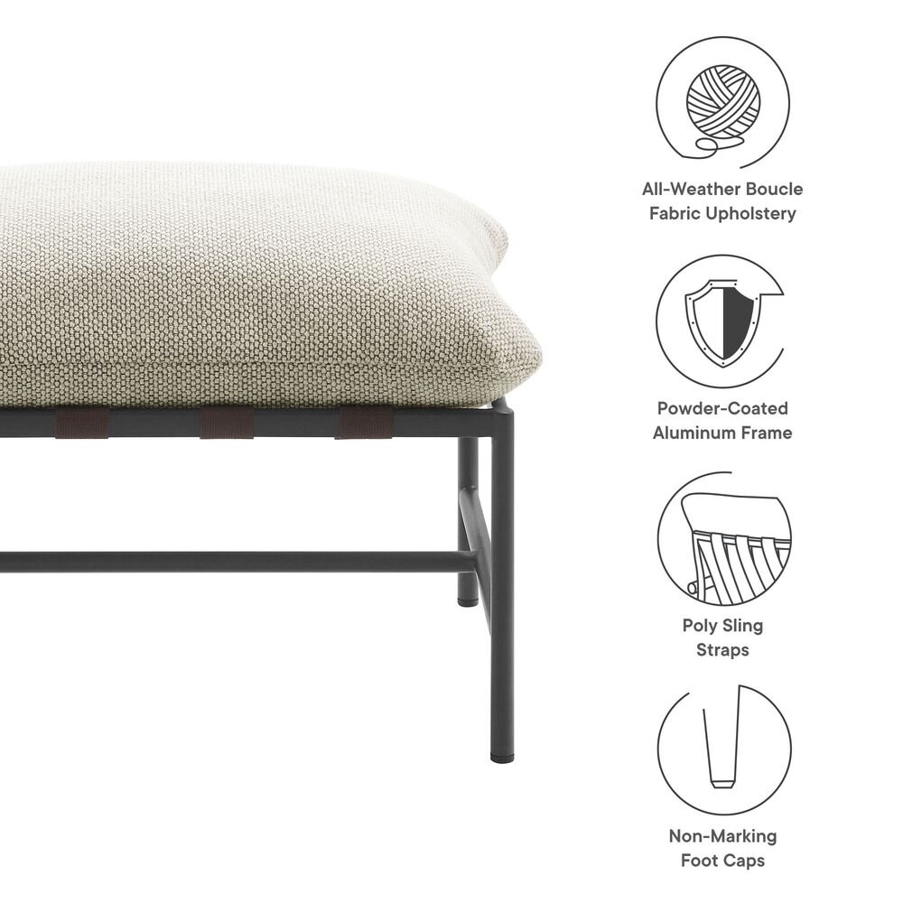 Raya Outdoor Patio Boucle Ottoman in Ivory by Modway - Image 2