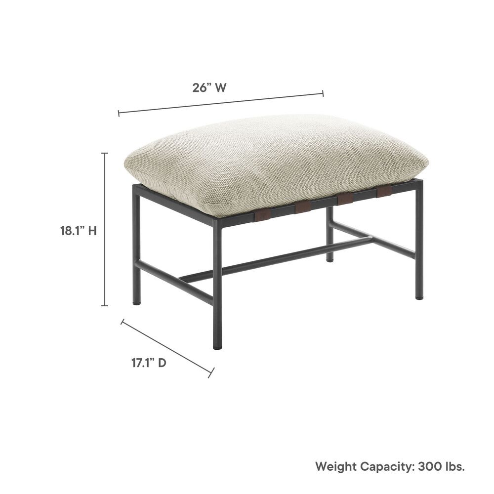 Raya Outdoor Patio Boucle Ottoman in Ivory by Modway - Image 3