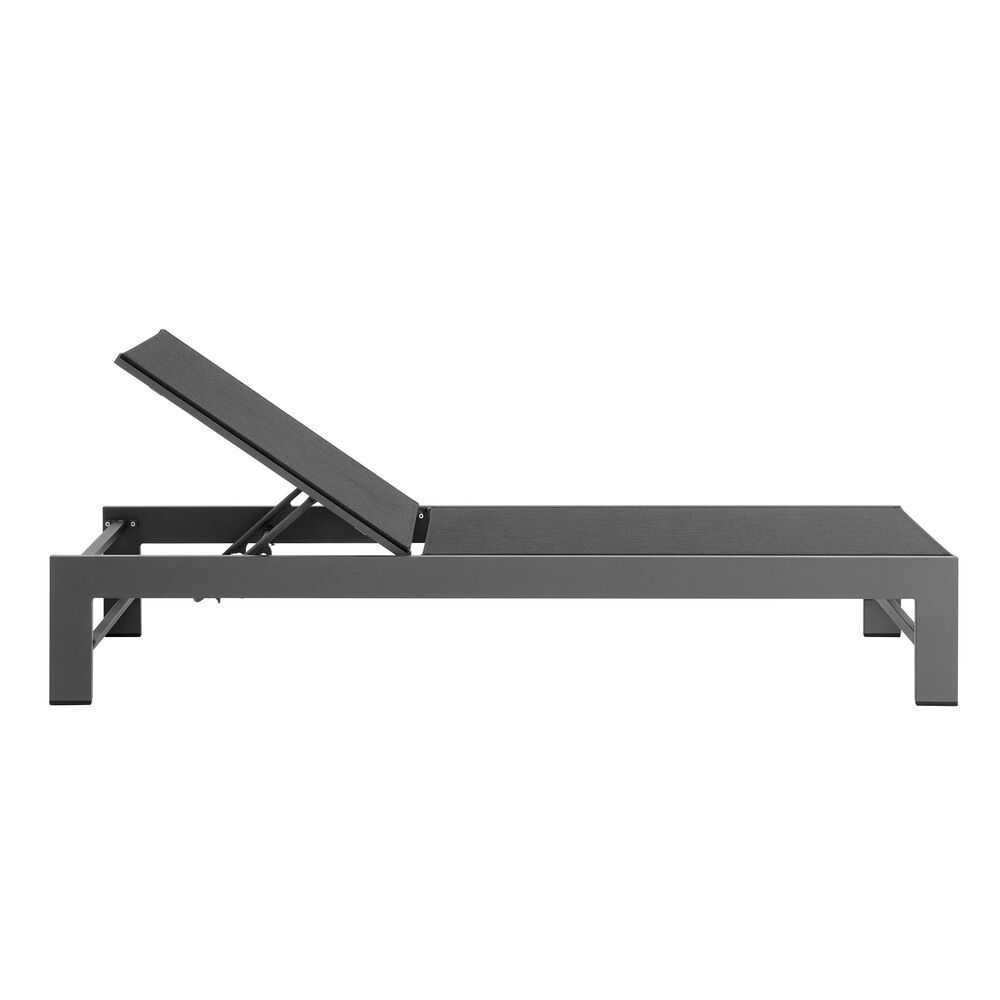 Tahoe Outdoor Patio Mesh and Aluminum Chaise Lounge in Gray by Modway - Image 4