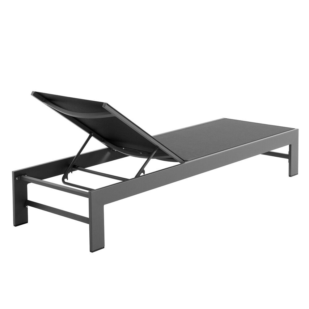 Tahoe Outdoor Patio Mesh and Aluminum Chaise Lounge in Gray by Modway - Image 5