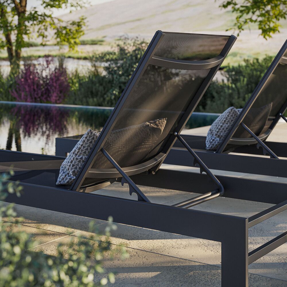 Tahoe Outdoor Patio Mesh and Aluminum Chaise Lounge in Gray by Modway - Image 10