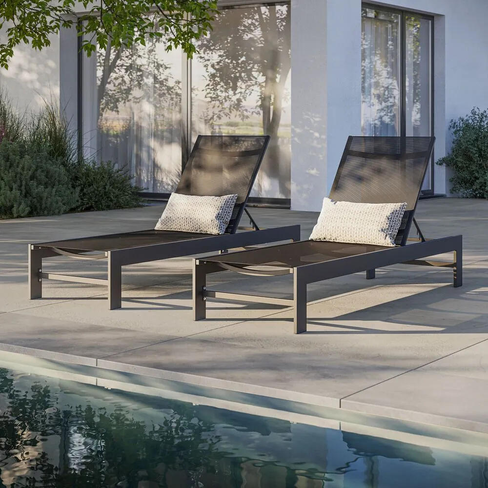 Tahoe Outdoor Patio Mesh and Aluminum Chaise Lounge in Gray by Modway - Image 9