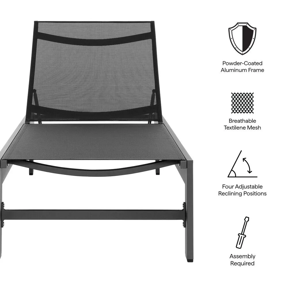 Tahoe Outdoor Patio Mesh and Aluminum Chaise Lounge in Gray by Modway - Image 2